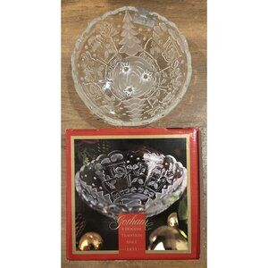 Gorham North Pole Express Santa Footed Train Crystal Bowl 6 1/4” Germany Holiday